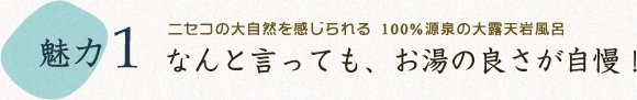 なんと言っても、お湯の良さが自慢！